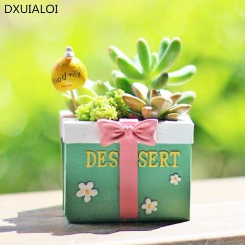 Home decoration cartoon personality mini office desktop plant potted ornaments resin succulent small flower pot DXUIALOI