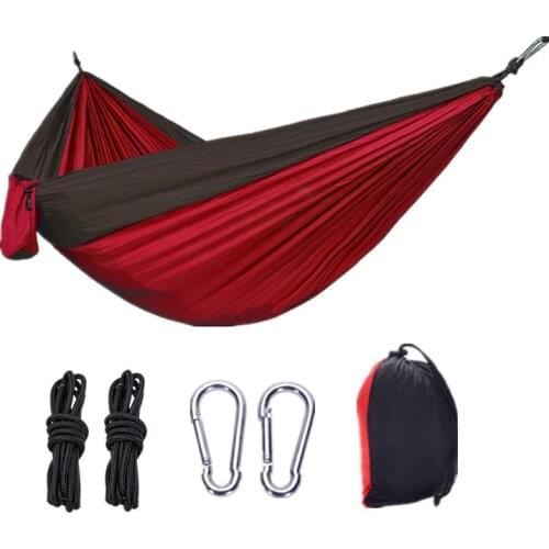 Double Nylon Hammock Outdoor Camping Ultra Light Portable Nylon Spinning Parachute Cloth Color Matching Hammock