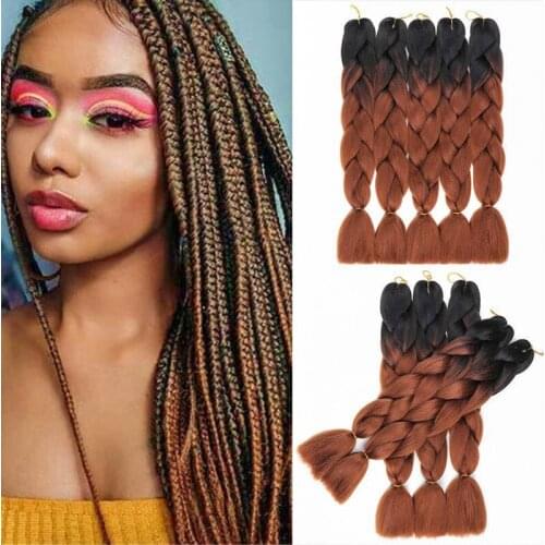 Ombre Kanekalon Braiding Hair 3 Pack Ombre Jumbo Braiding Hair Extensions 24 Inch Jumbo Braid Synthetic Hair for Braiding