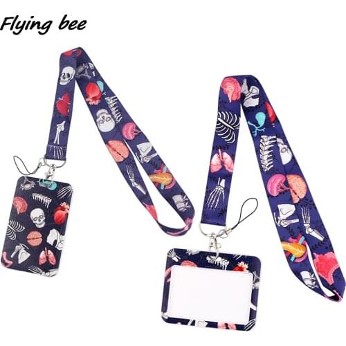 Flyingbee X1996 Medical Human Organ Doctor Nurse Lanyard Horizontal Direction ID Card Holder Bus CardHolder Staff Card Hang Rope