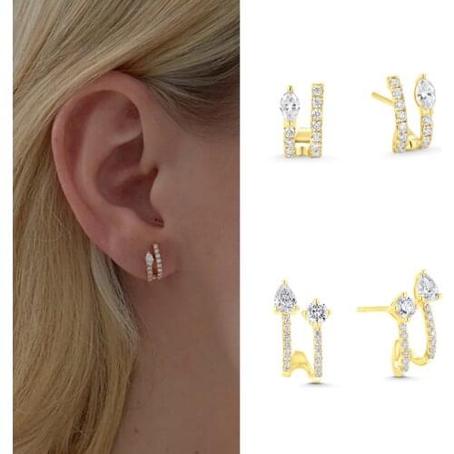 ISUEVA Shiny 18K Gold Filled Purity Marquise Cubic Zircon Cluster Stud Earrings For Women Engagement Wedding Party Jewelry