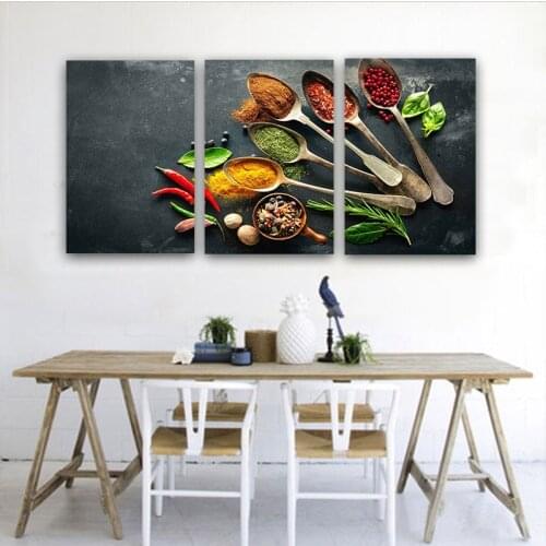 Wall Art Printed Canvas Painting For Dining Room 3 Panels Combination Still Life Art Kitchen Wall Decor Picture