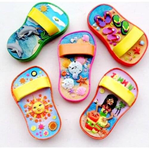 Handmade Painted Marine Animals Series Slippers 3D Fridge Magnets Tourism Souvenirs Refrigerator Magnetic Sticker Home Decor