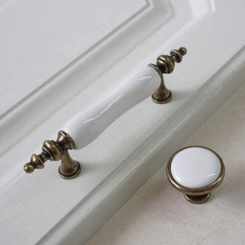 3" Ceramic Dresser Pull Drawer Handles Knobs White Silver Chrome Bronze Black Kitchen Cabinet Pulls Door Handle Furniture 76 mm