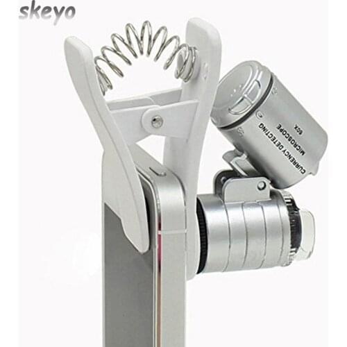 60X Clip-On phone Microscope Magnifier with LED / UV Lights for Universal SmartPhones iPhone Samsung HTC Blackberry Nokia