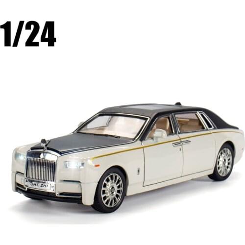 1/24 Phantom Alloy Die Cast Model Toy Car With Sound Light Pull Back Toys Vehicle For Children Gifts Collection Original Box