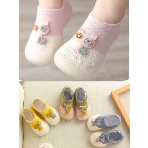 Unisex Baby Girls Boys Cute Cartoon Non-slip Cotton Toddler Floor Socks Animal Pattern First Walker Shoes for Newborns 0-3 Years