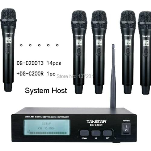 New Takstar DG-C200R 14 persons Handheld Microphones Conference Microphone System 2.4G Digital Wireless Conference System