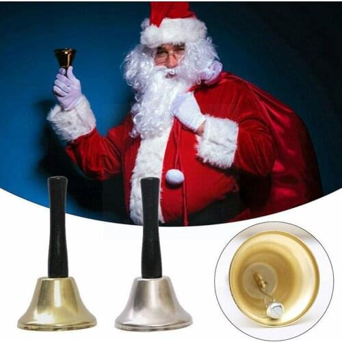 2021 New Gold Silver Color Christmas Hand Bell Xmas Decor New Home Hand Year Bells Party Tools Celebrate Santa Claus Pole Q9J7