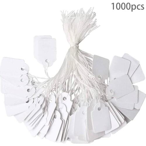 Wholesale 1000 Pcs 24 x 15mm Jewelry Price Tags Marking Tags Clothing Display Tag Paper Price Labels with White Hanging String
