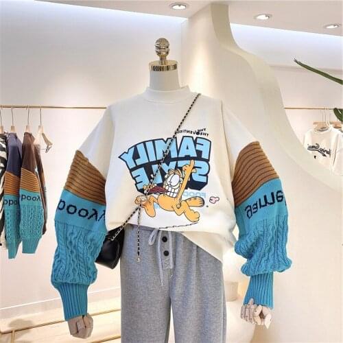 Autumn and winter with velvet all-match cartoon coat stitching wool sleeves warm long sleeve hooded hoodie womens coat