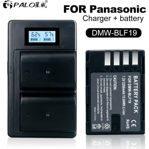 PALO 2200mAh DMW-BLF19E DMW-BLF19 Camera Battery DMW BLF19 BLF19 BLF19E +LCD Dual USB Charger for Panasonic Lumix GH3 GH4 GH5 G9