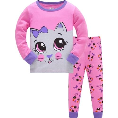 Cake Children Pajamas Sets Baby Girls Sleepwear Clothes Suit Baby G PJS Pink T-Shirt + Pant 2-Pieces Suit 100% Cotton