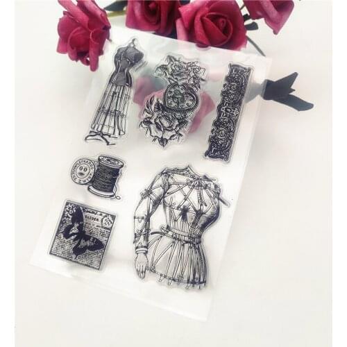 11*16CM Tailor Skirt Transparent Clear Stamps / Silicone Seals Roller Stamp For DIY Scrapbooking Photo Album/Card Making