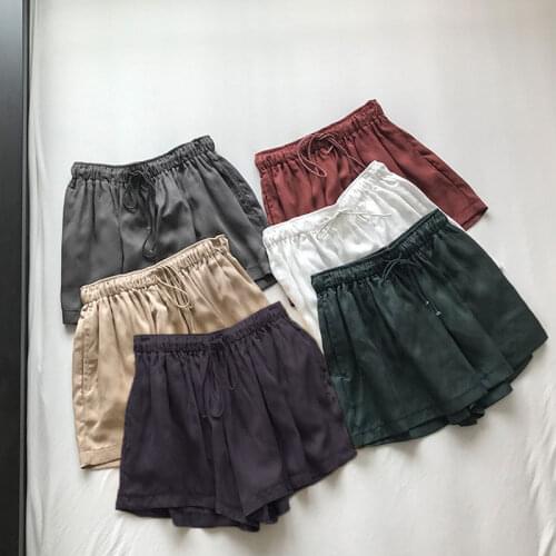 Cupro Elastic Waist Shorts Women Loose Korean Version 2021 New Summer Thin High Waist Wide Leg Skirt Pants Casual Hot Pants