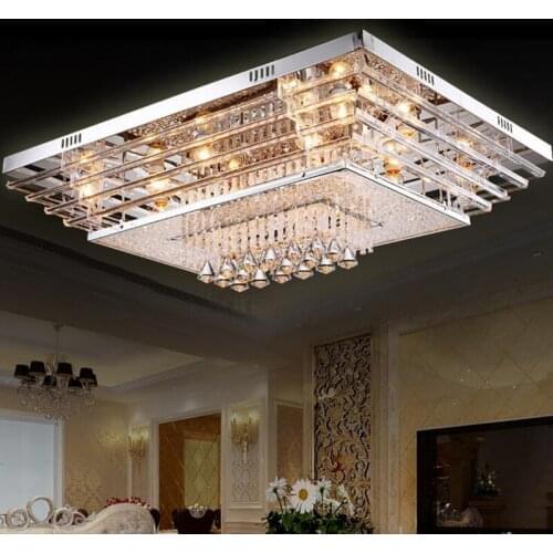 Modern minimalist living room crystal lamp rectangular ceiling lamp K9 atmosphere LED bedroom dining room lighting led lighting