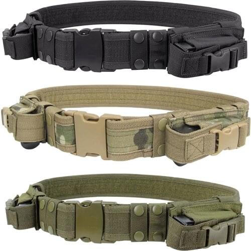 Tactical Belt Heavy Duty Elite Law Enforcement Utility Pistol Belt with 2 Pistol Magazine Pouch Waist Strap Combat Molle Belt