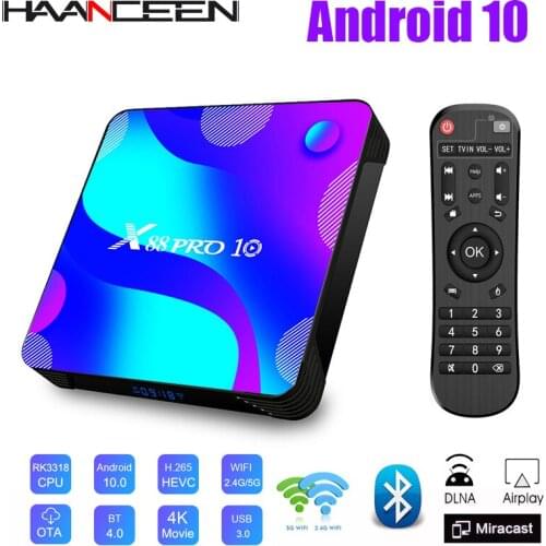 TV BOX Android 10 X88 Pro 10 Wifi Media player 4K H.265/H.264 3D 1080P RK3318 Quad-Core 64bit X88Pro 10 Smart Set Top Box