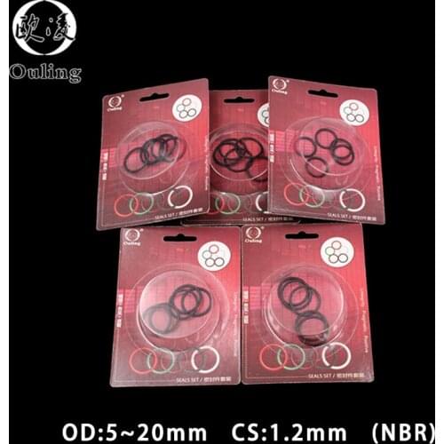 Boxed nitrile rubber NBR sealing O-ring waterproof and oil-resistant thickness CS 1.2mm OD 5/6/8/10/12/13/14/15/16/17/18/19/20mm