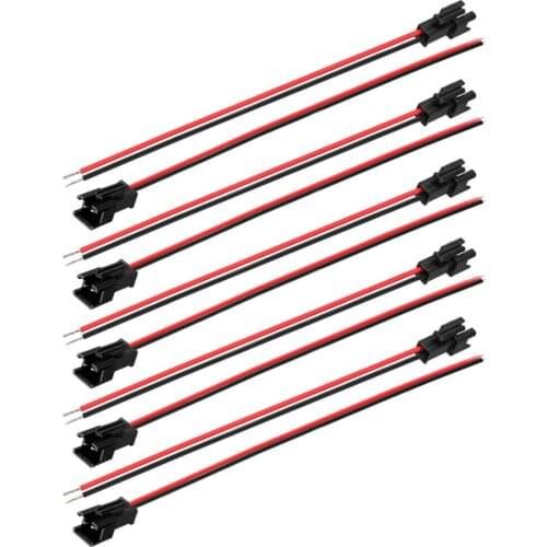 Uxcell 10pcs 21cm Long JST SM Connector 2P 2.54mm Pitch EL Wire Cable Cord Male Wire Connector