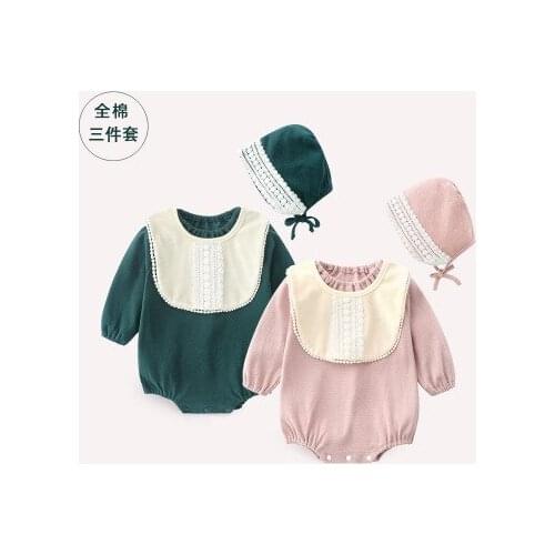 Spring and Autumn New Baby Romper Lace Embroidery Long-sleeved Jumpsuits with Hats Baby Clothes Toddler Boys Rompers Bodysuit