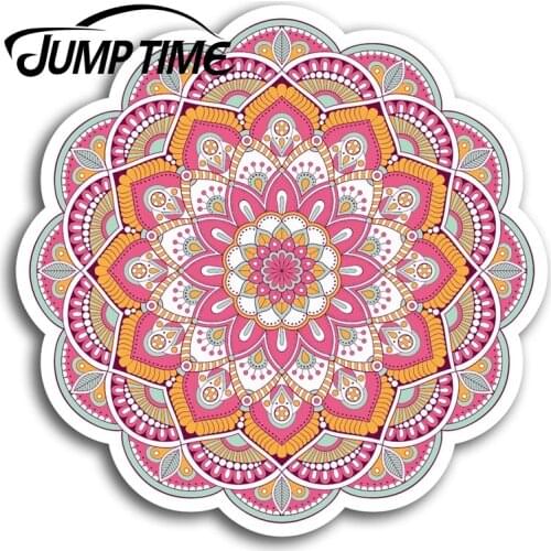 Jump Time for Mandala Pink Indian Vinyl Stickers Sticker Laptop Luggage Gift Bumper Decals Waterproof Car Accessories