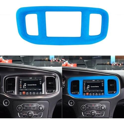 Suede Car Interior Navigation Panel Decoration Frame Air Outle Decoration Strip Trim for Dodge Charger 2016-2021 Car Accessories