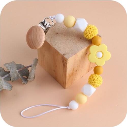 Pacifier Clip For Babies Silicone Beads Teether Toys Baby Accessories BPA Free Pacifier Holder Soother Silicone Teethers For Kid