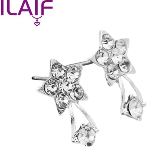 Korean INS Fashion Pearl Womens Earring Insert Crystal Flower Earring Studs for Women Jewelry Brinco Feminino