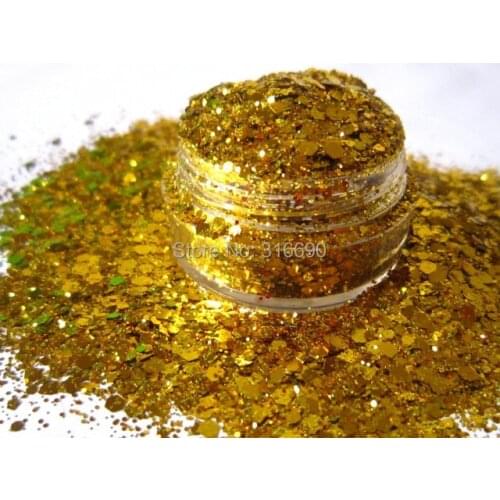 Gold Nail Polish Glitter Mix Solvent Resistant Glitter Blend for Nail Polish nail art