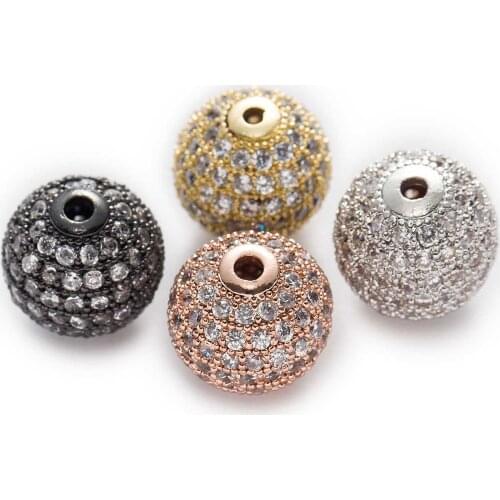 1 Piece Micro Inlays Zircon Round Shaped Copper Beads For Jewelry Making Women Children DIY Bracelet Necklace Findings 4-12mm