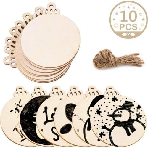 10PCS/ Lot Snowflake Star Santa Claus Boots Bells Christmas Tree Hanging Wooden Ornaments Party Christmas Decorations For Home