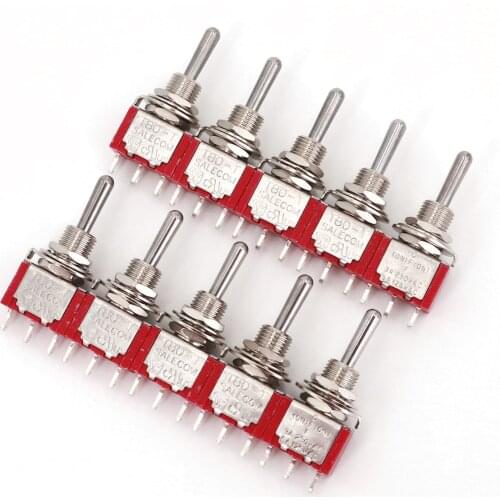 10Pcs T8014A 3Pin Momentary MOM-OFF-MOM 3 Position SPDT Mini Toggle Switch 5A/125VAC
