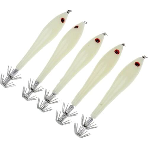 10pcs Hard Baits Noctilucent 3D Eyes Squid Octopus Lure With Hook Rig Catch Big Fish Fishing