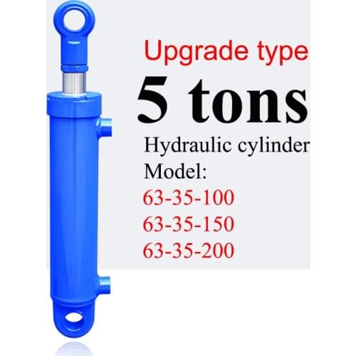 100/150/200mm Stroke 5 Tons Upgraded Hydraulic Oil Cylinder Heavy Duty Bidirectional Lifting Small Wood Splitter Hydraulic Ram