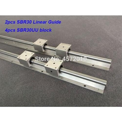 2pcs SBR30 30mm linear rail 1500mm linear guide with 4pcs SBR30UU block cnc part