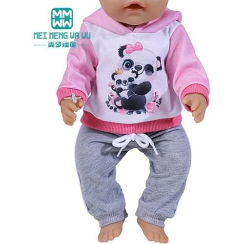 2021 Toys Doll clothes for 43-45cm New Born doll and American doll Fashion Cartoon sports suit Girls gift