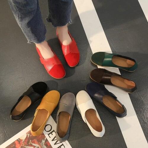 2021 new leather mother single shoes soft comfortable large size woman shoes Casual Flats shoes plus 44
