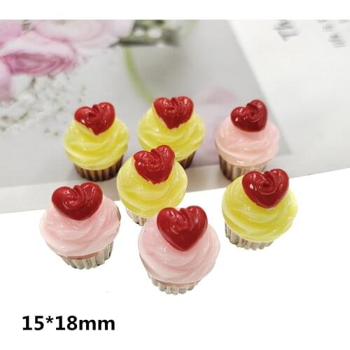 30pcs/lot DIY flatback resin cupcake with heart charms resin cabochons pendants for kids earring necklace