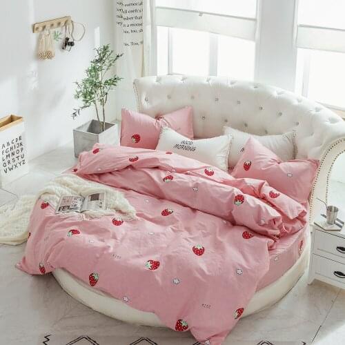 100% Pure Cotton Round Bed 4 Pcs Leopard Print Cartoon Stripe Lattice Pillowcase & Duvet Cover Fitted Sheet Sets 200cm 220cm