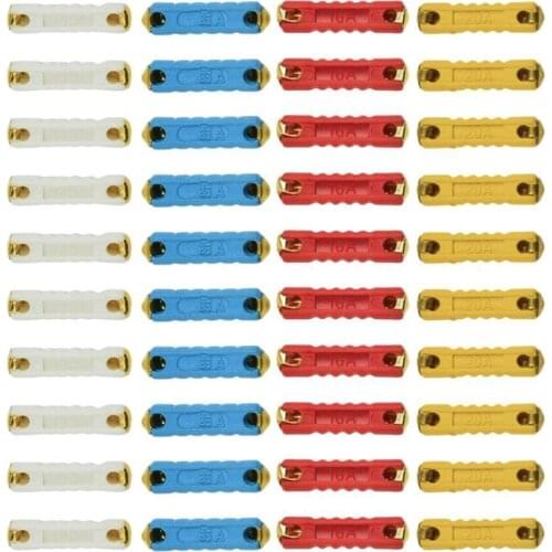 40pcs Car Fuse Classic Car Auto Fuses Kit Continental Car Fuse Torpedo Bullet Auto Fuze Kit 25mm/6mm Car Accessories