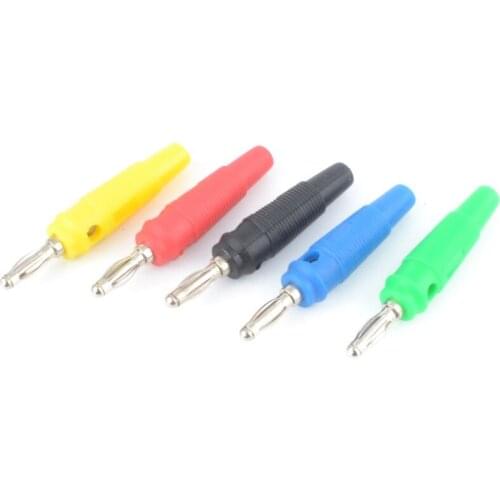5pcs New 4mm Banana Plug Connector Jack Screw-type Banana Head Nickel Plating Joint Five Color Nickel-plated Plastic Banana Plug