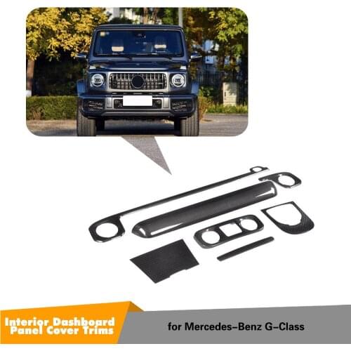 7pcs Carbon fiber Interior Part For Mercedes Benz G Class Base Sport AMG Carbon Fiber Interior Trim Cover LHD