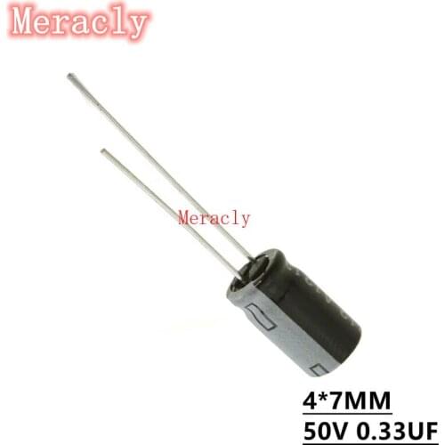 50PCS 50V 0.33UF Aluminum electrolytic capacitors Own factory long life High frequency and low resistance best quality 20