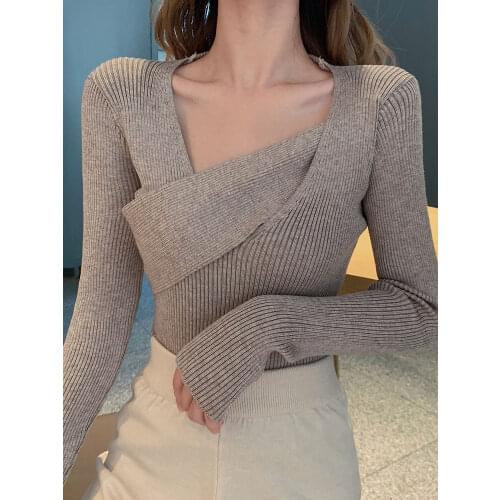 AOSSVIAO Sexy V neck Sweater Women Sweaters Fashion Jersey Women Winter 2020 Autumn Pullover Women Sweater Jumper Truien Dames