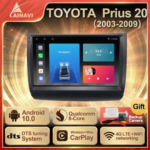 Car Radio Android 10.0 QLED Screen For Toyota Prius 20 2003-2009 Auto Stereo Multimedia Video Player Navigation Carplay No 2din