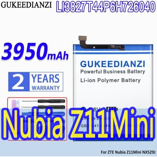 GUKEEDIANZI 3950mAh LI3827T44P6H726040 Phone Battery For ZTE Nubia Z11Mini NX529J Mobile Replacement Rechargeable Battery