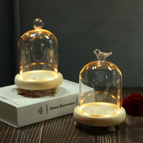 Free Shipping 12*16cm Big Size Warm Luminous Log Base Different Top Glass Dome Home Decoration Transparent Candle Cover Gift