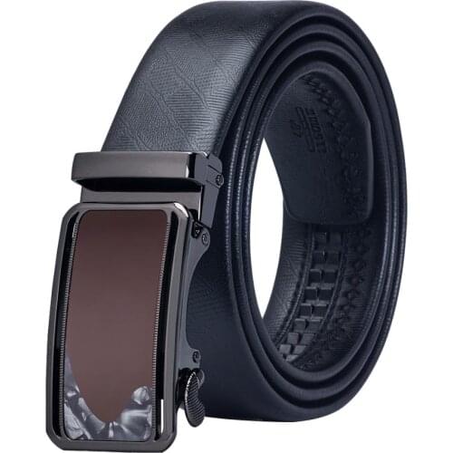 BK-0076 Barry.Wang 2017 Fashion Automatic Buckle Leather luxury Belts Business Male Alloy buckle Belts for Mens Free Shipping