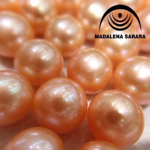 MADALENA SARARA 11.5-12mm Freshwater Pear Loose Bead High Quality Perfect Round Orange Pearl Fine Luster Brightnes